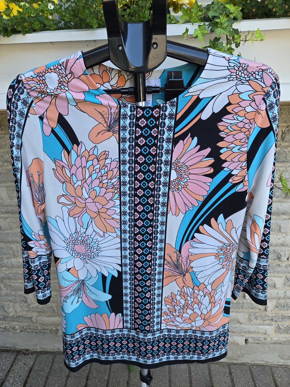 Peck & Peck Floral Contrast-Trim Women's Top